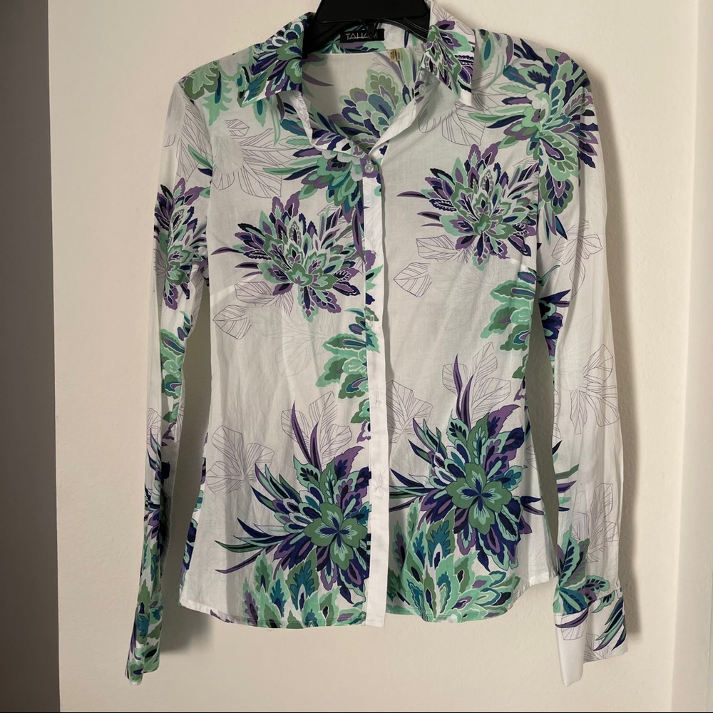 Tahari White Floral Blouse